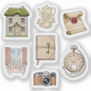 Sticker Feuille d'autocollant esthétique Cottagecore