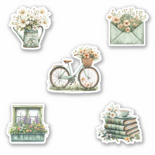 Sticker Feuille d'autocollant Fleurs de ressort (Devant)