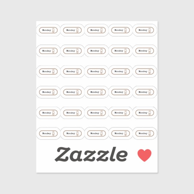Sticker Feuille d'autocollant lundi semaine (Feuille)