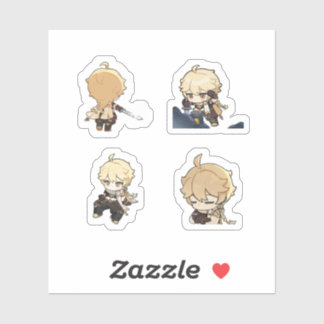 Sticker Feuille d'autocollants Aether Genshin Impact 4 piè
