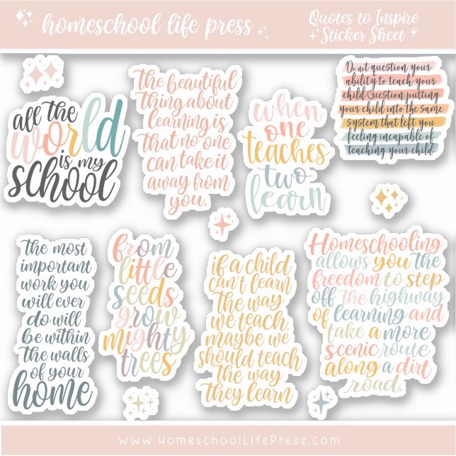 Sticker Feuille d'autocollants Citations Inspirantes de l' (Devant)