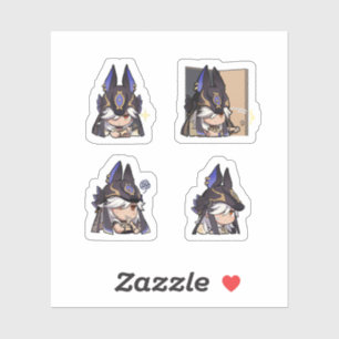 Sticker Feuille d'autocollants Cyno Genshin Impact 4 pièce