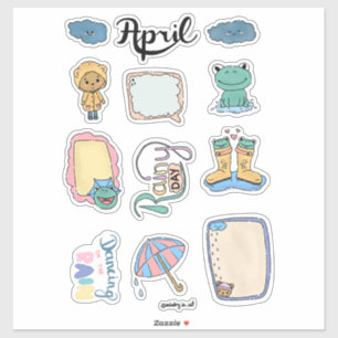 Sticker Feuille d'autocollants d'avril – Journées pluvieus