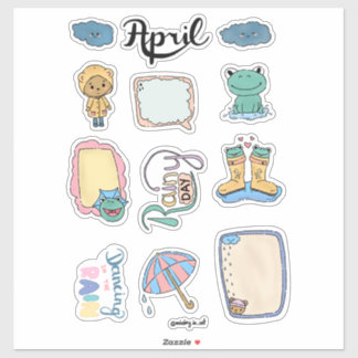 Sticker Feuille d'autocollants d'avril – Journées pluvieus