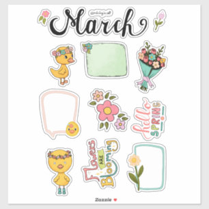 Sticker Feuille d'autocollants de mars – Réveil printanier