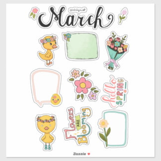 Sticker Feuille d'autocollants de mars – Réveil printanier