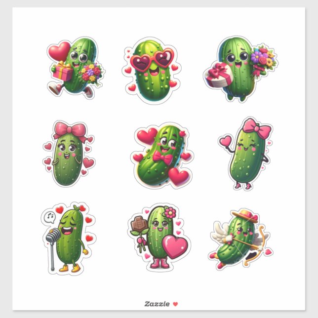 Sticker Feuille d'autocollants de pickles mignons pour la  (Feuille)