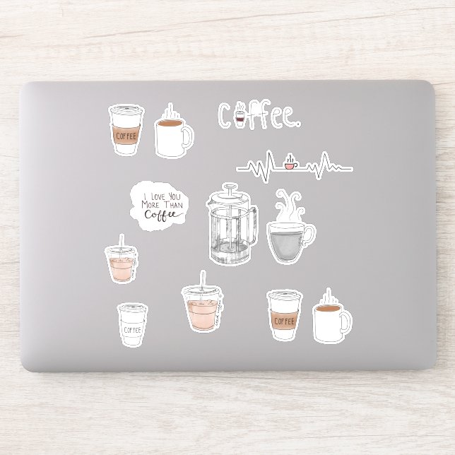 Sticker Feuille d'autocollants de tasses à café (Ordinateur)