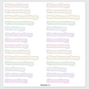 Sticker Feuille d'autocollants des jours de la semaine Pas
