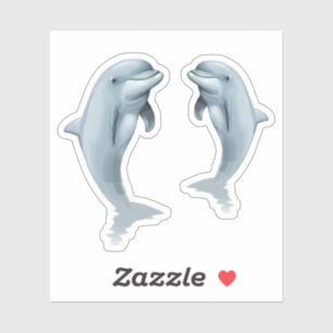 Sticker Feuille d'autocollants en forme de deux dauphins d