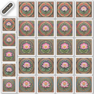 Sticker Feuille d'autocollants Lotus Style Pichhwai