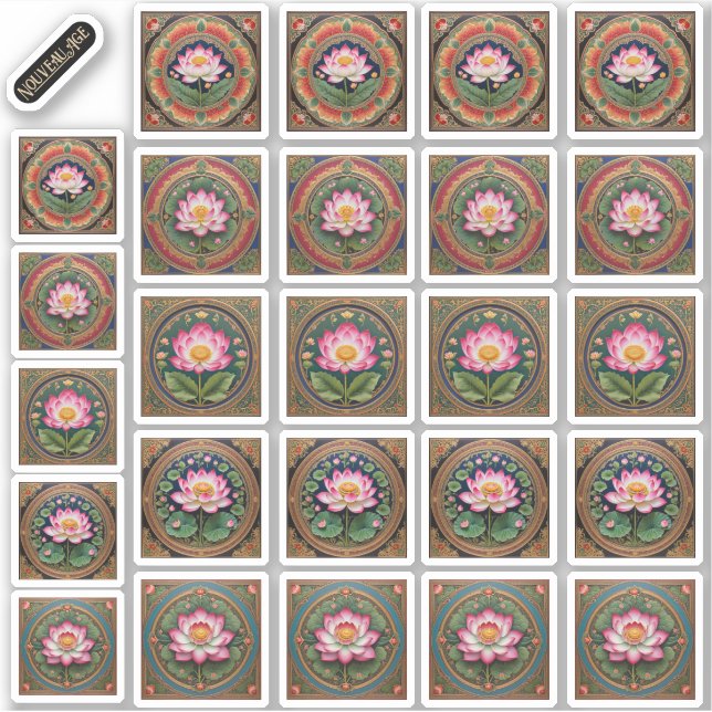 Sticker Feuille d'autocollants Lotus Style Pichhwai (Devant)