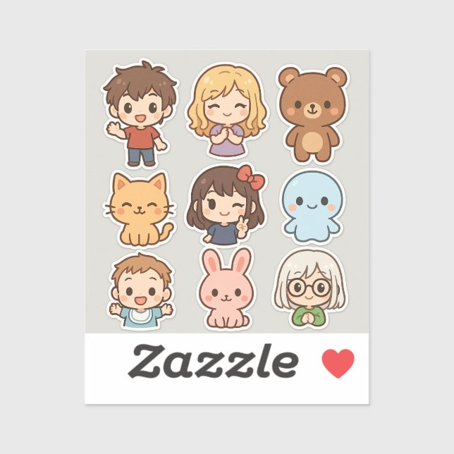 Sticker Feuille d'autocollants Mini Kawaii Chibi – Enfants (Feuille)