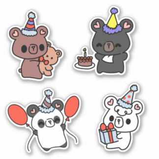 Sticker Feuille d'autocollants Party Bear Kiss Cut Kawaii