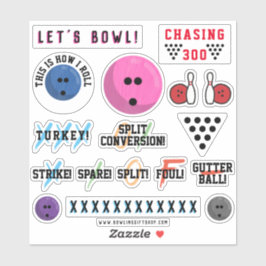 Sticker Feuille d'autocollants sur le thème du bowling