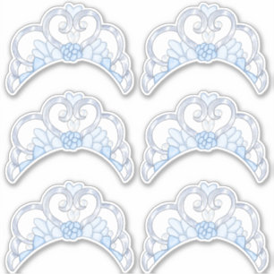 Sticker Feuille d'autocollants Tiara bleu et argent