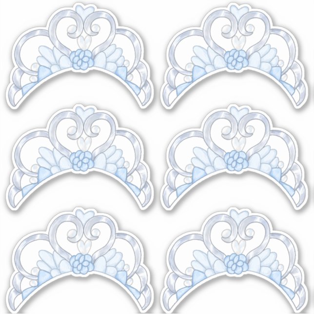 Sticker Feuille d'autocollants Tiara bleu et argent (Devant)