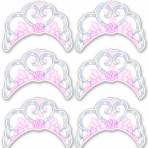 Sticker Feuille d'autocollants Tiara rose et argent