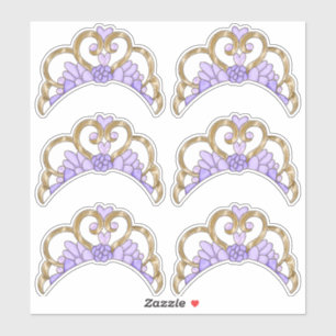 Sticker Feuille d'autocollants Tiara violet et or