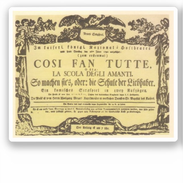 Sticker Feuille de lecture Così Fan Tutte (Mozart) (Recto)