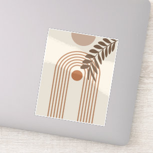 Sticker Feuille de palmier arc-en-ciel Soleil, Art géométr