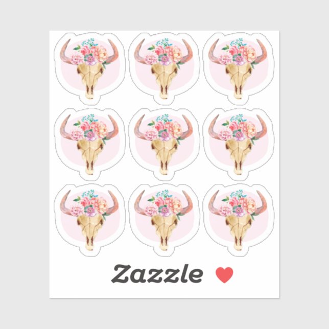 Sticker Feuille de planification de l'aquarelle de crâne d (Feuille)