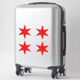 Sticker Feuille d'étiquette Chicago Drapeau rouge 6 poin