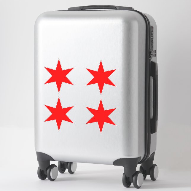 Sticker Feuille d'étiquette | Chicago Drapeau rouge 6 poin (Sur valise)