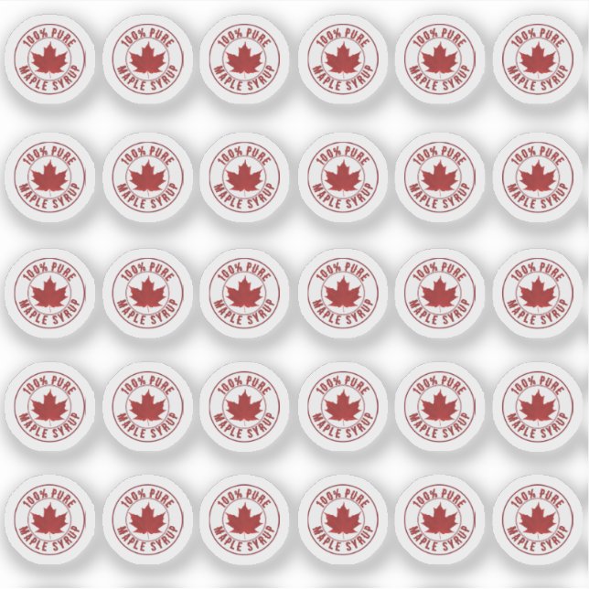 STICKER FEUILLE ROUGE DE LOGO DE SYRUP 100 % MAPLE (Devant)