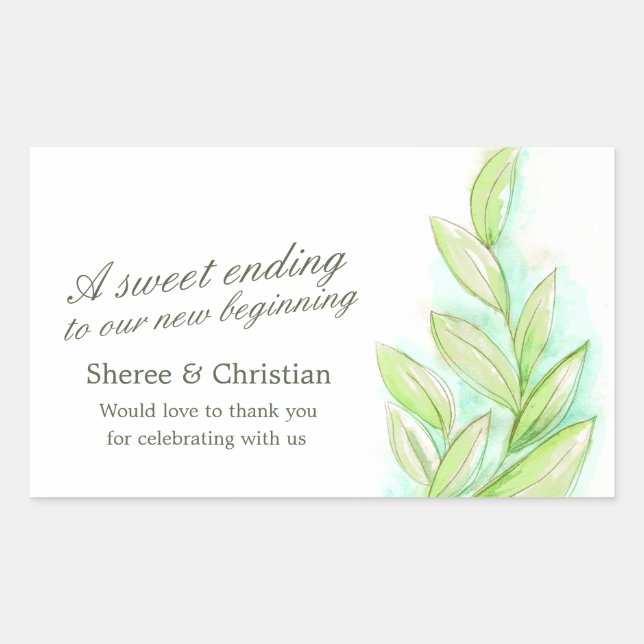 sticker feuille vert printemps art mariage bonbon  (Devant)