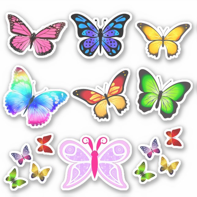Sticker Feuilles d'autocollants découpées à papillons (Devant)
