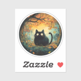 Sticker Feuilles d'automne douillette chute noir chat dans