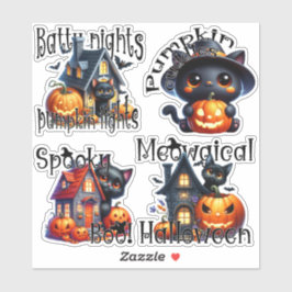 Sticker Feuillet d'autocollants Halloween Kittens et Citro