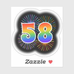 Sticker Feux d'artifice amusants + Motif arc-en-ciel "58"