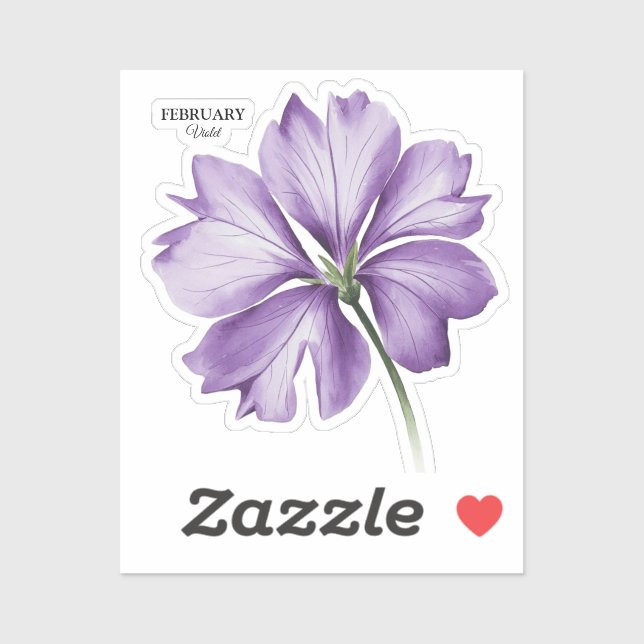 Sticker Février Fête d'anniversaire : Violet cadeau person (Feuille)