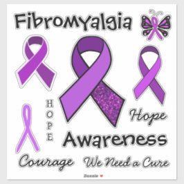 Sticker Fibromyalgie Rubans de sensibilisation à la violet