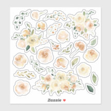 Fiche de bouquets floraux Roses d'aquarelle crème