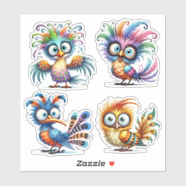 Sticker Fiche de l'autocollant Drôle Oiseaux