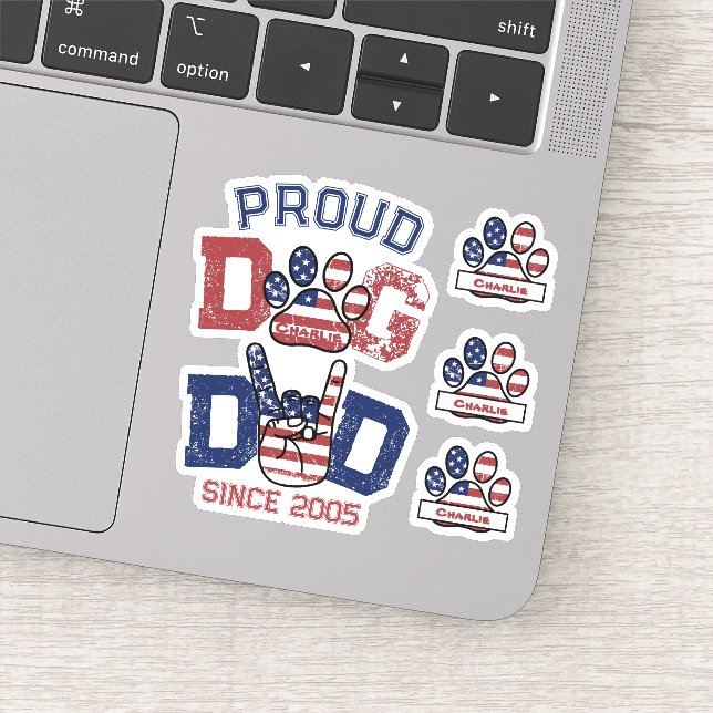 Sticker Fier American USA Pet Dog Papa Lover US Drapeau (Détail)