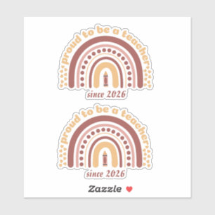 Sticker Fier d'être un professeur rétro marron orange