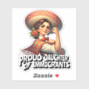Sticker Fier fille d'immigrants rose rétro
