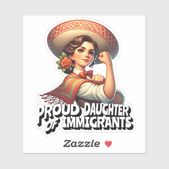 Sticker Fier fille d'immigrants rose rétro (Feuille)