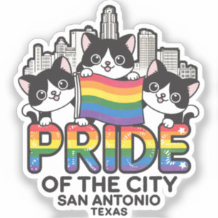 Sticker Fierté de San Antonio City Texas USA Rainbow Flag