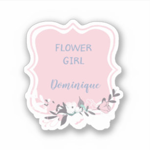 Sticker Fille à fleurs avec nom Floral encadré découpé