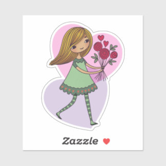 Sticker Fille aux fleurs