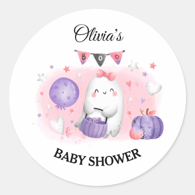 Sticker fille Baby shower Halloween Petit Boo (Devant)