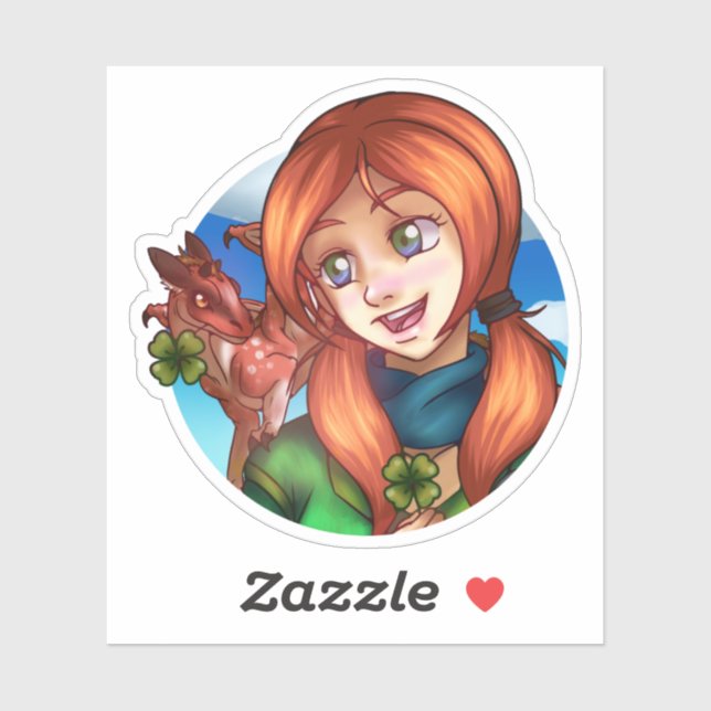 Sticker Fille chanceuse (Feuille)