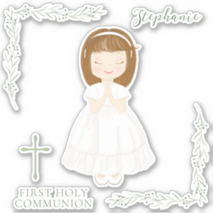 Sticker Fille Communion priant