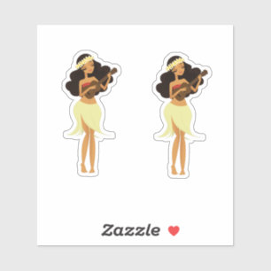 Sticker Fille de danse polynésienne d'ukulélé