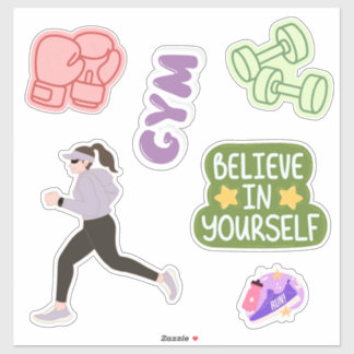 Sticker Fille de salle de sport mignonne Motivation Fitnes